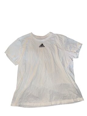 adidas White Crew Neck Short Sleeve Logo Tee